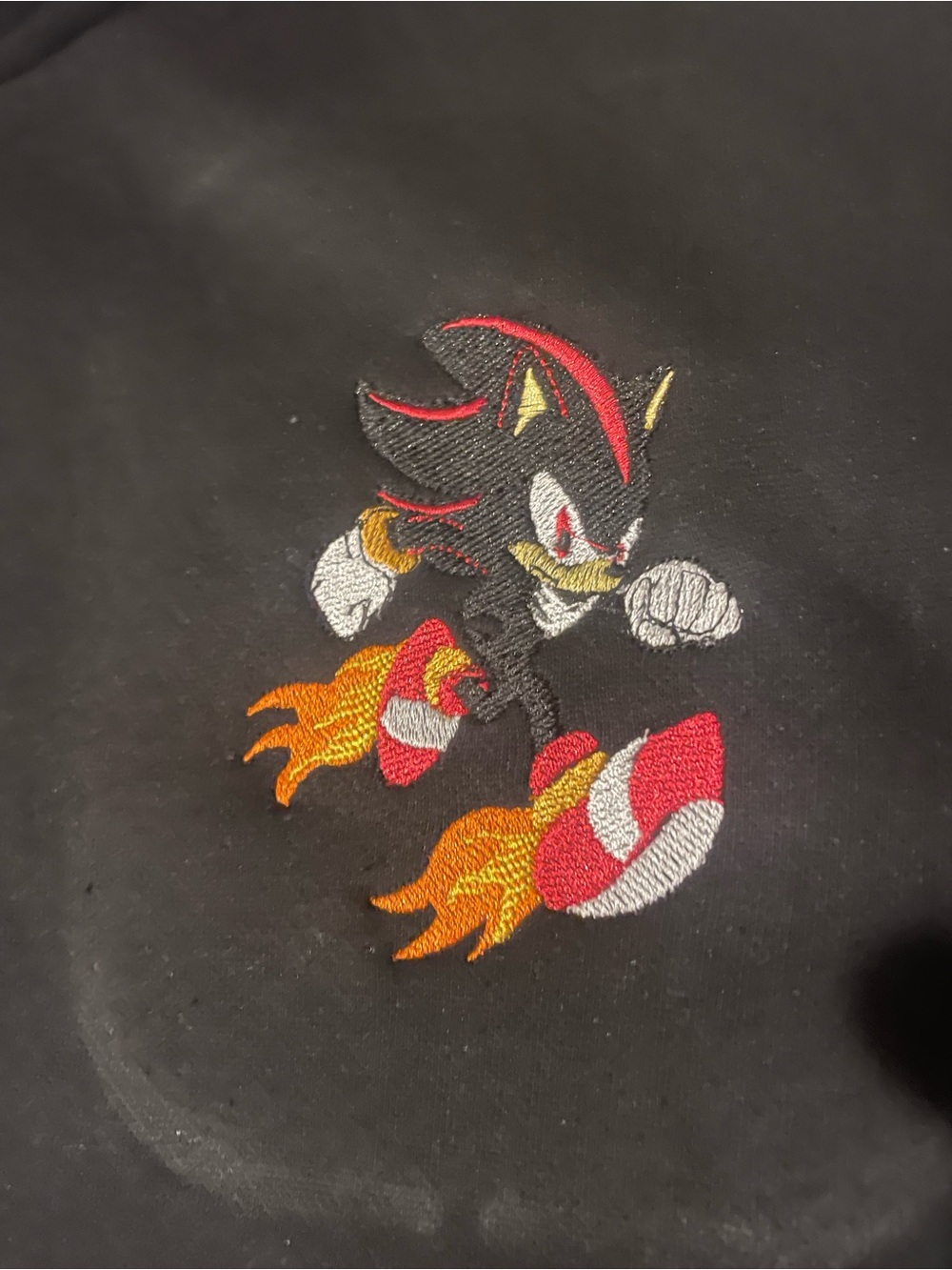 Embroidered Black Pullover Hoodie With Shadow the Hedgehog